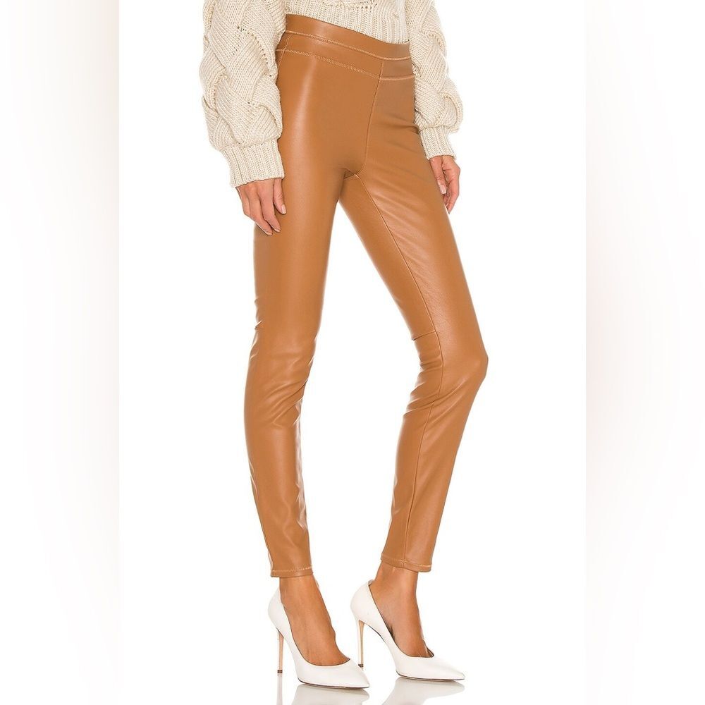 BLANKNYC Skinny Mid Rise Faux Leather Pant, Camel, Size 27, VGUC